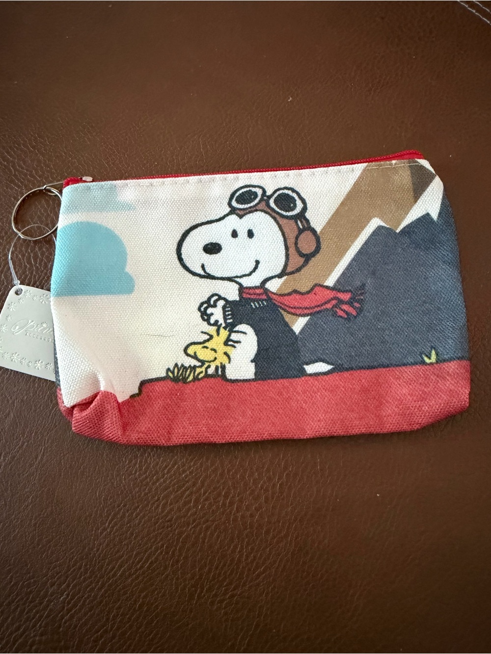 Snoopy Pilot Canvas Cosmetic Pouch - Red Accent